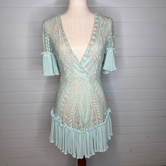 the clothing company Dresses & Skirts - The Clothing Company Blue Lace Ruffle Mini Dress